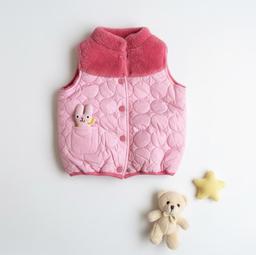 Girls' Reversible Quilted Vest with Faux Fur Collar image 1