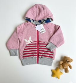 Girls' Pink Bunny Appliqué Zip-Up Hoodie image 1