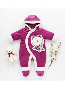 Fuchsia Bear Graphic Hooded Bunting with Booties image 1