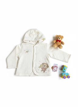 Organic Bear Graphic Hooded Baby Cardigan image 1