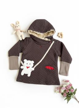 Quilted Hooded Top with Crossbody Bear Appliqué image 1